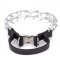 Chrome-plated Steel Pinch Dog Collar with Leather Handle and Quick Release Buckle - 1/8 inch (3.25 mm) Prong's Diameter