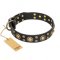 "Baroque Chic" FDT Artisan Studded Black Leather Dog Collar