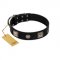 "Black Favorite" Exclusive FDT Artisan Black Leather Dog Collar with Silver-Like Decorations