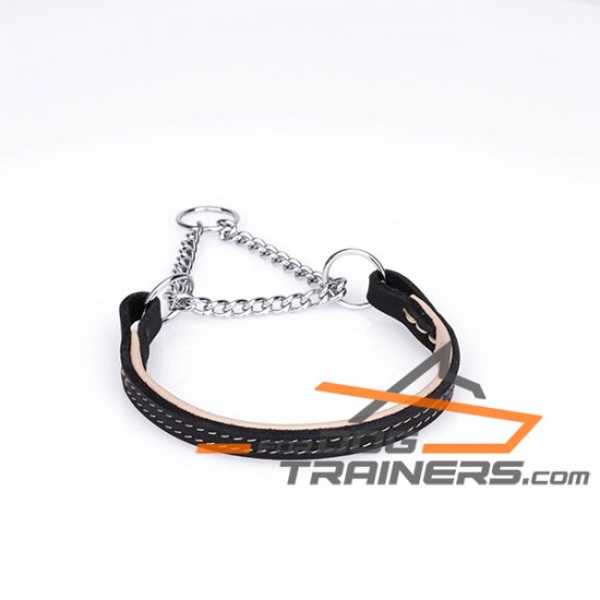 'Better Life' Leather and Chrome Plated Dog Martingale Collar - 1/2 inch (12 mm)