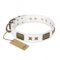 'Hour of Triumph' FDT Artisan White Leather Dog Collar 1 1/2 inch (40 mm) wide