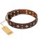 "High Fashion" FDT Artisan Embellished Brown Leather Dog Collar