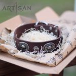 FDT Artisan Studded Brown Leather Collar Crafted for *Copper German Shepherd