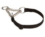 Adjustable Nylon Martingale Dog Collar with Chain for Any Weather Activity
