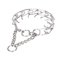 "Metal Thorns" Chrome Plated Pinch Collar - 1/9 inch (3 mm) link diameter