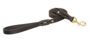 High Quality Black Leather Dog Leash for Walking and Training