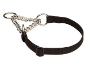 Adjustable Nylon Martingale Dog Collar with Chain for Any Weather Activity