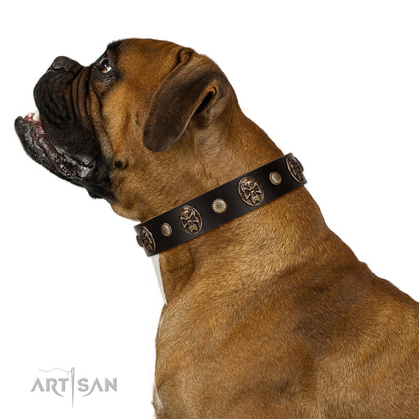 Premium quality Boxer Artisan leather collar for comfortable wear