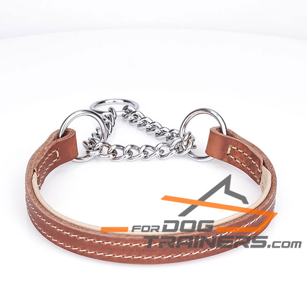 Tan Nappa Padded Leather Choke Collar