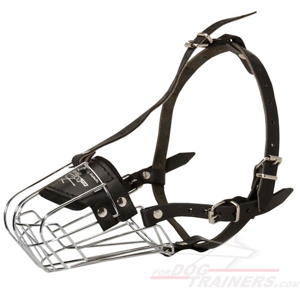 Strong Wire Cage Dog Muzzle with Adjustable Non-Stretch Straps